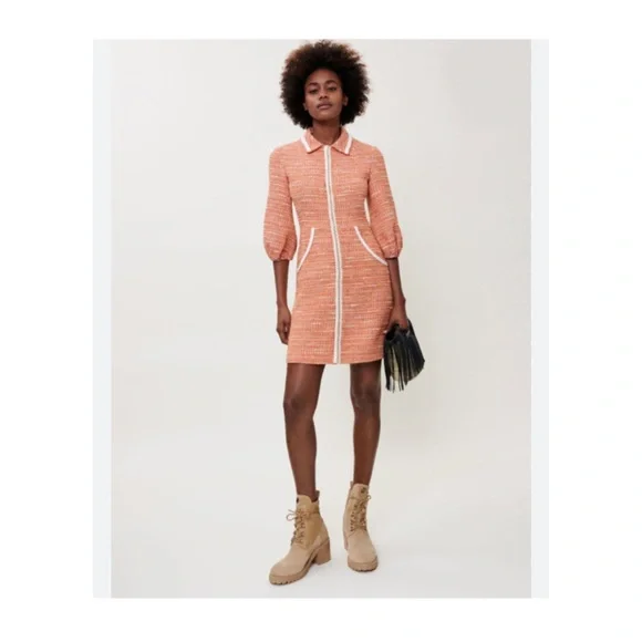 maje brown dress Maje Wool-Blend Mini Dress